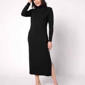 Women with Control Finespun Jersey Tummy Control Midi Dress Black